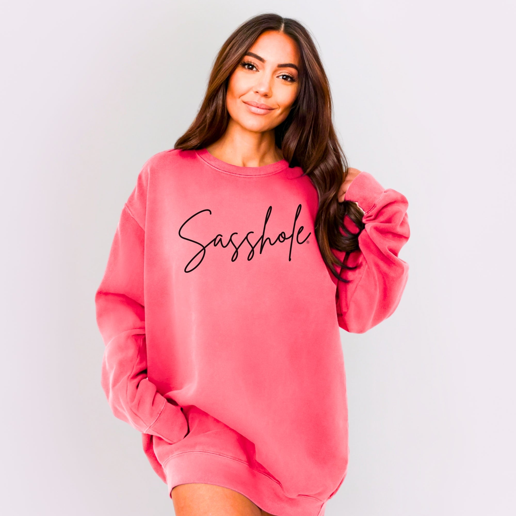 Image of Sasshole® Women’s Relaxed Fit Graphic Sweatshirt – Comfort Colors® Funny Pullover