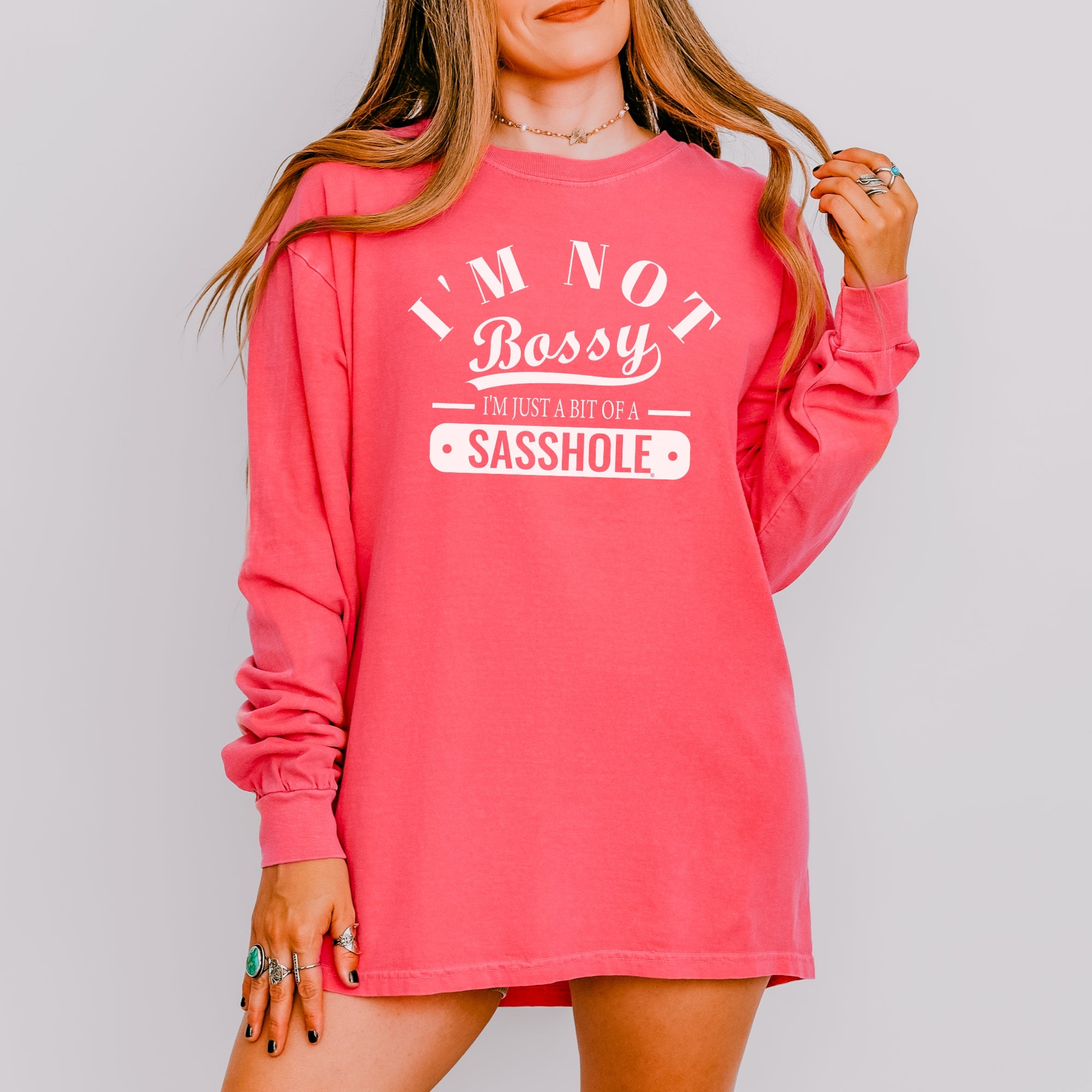 Image of Not Bossy, Just a Sasshole® Women’s Long Sleeve Tee – Funny Comfort Colors® Graphic Shirt