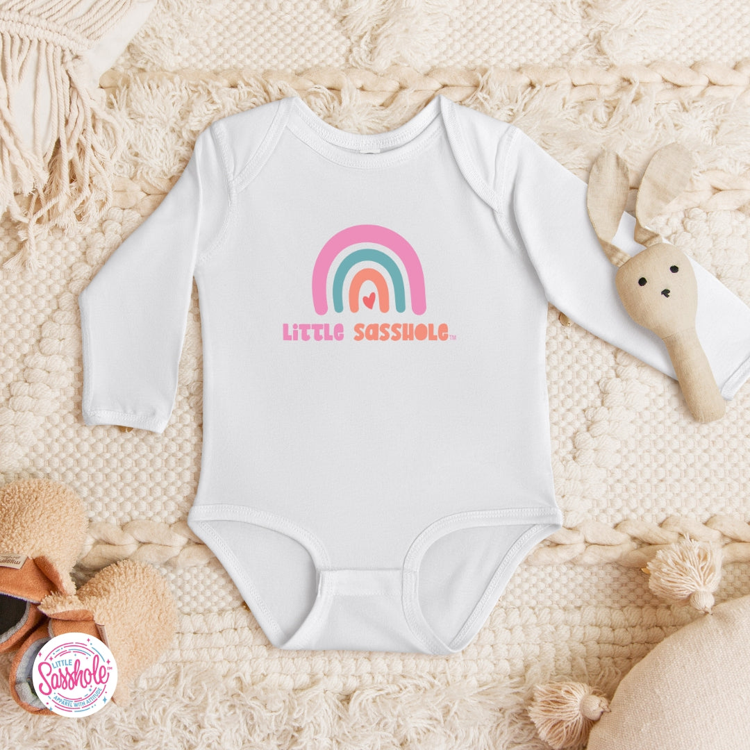 Little Sasshole™ Pastel Rainbow Baby Bodysuit – Soft, Cute & Full of Attitude