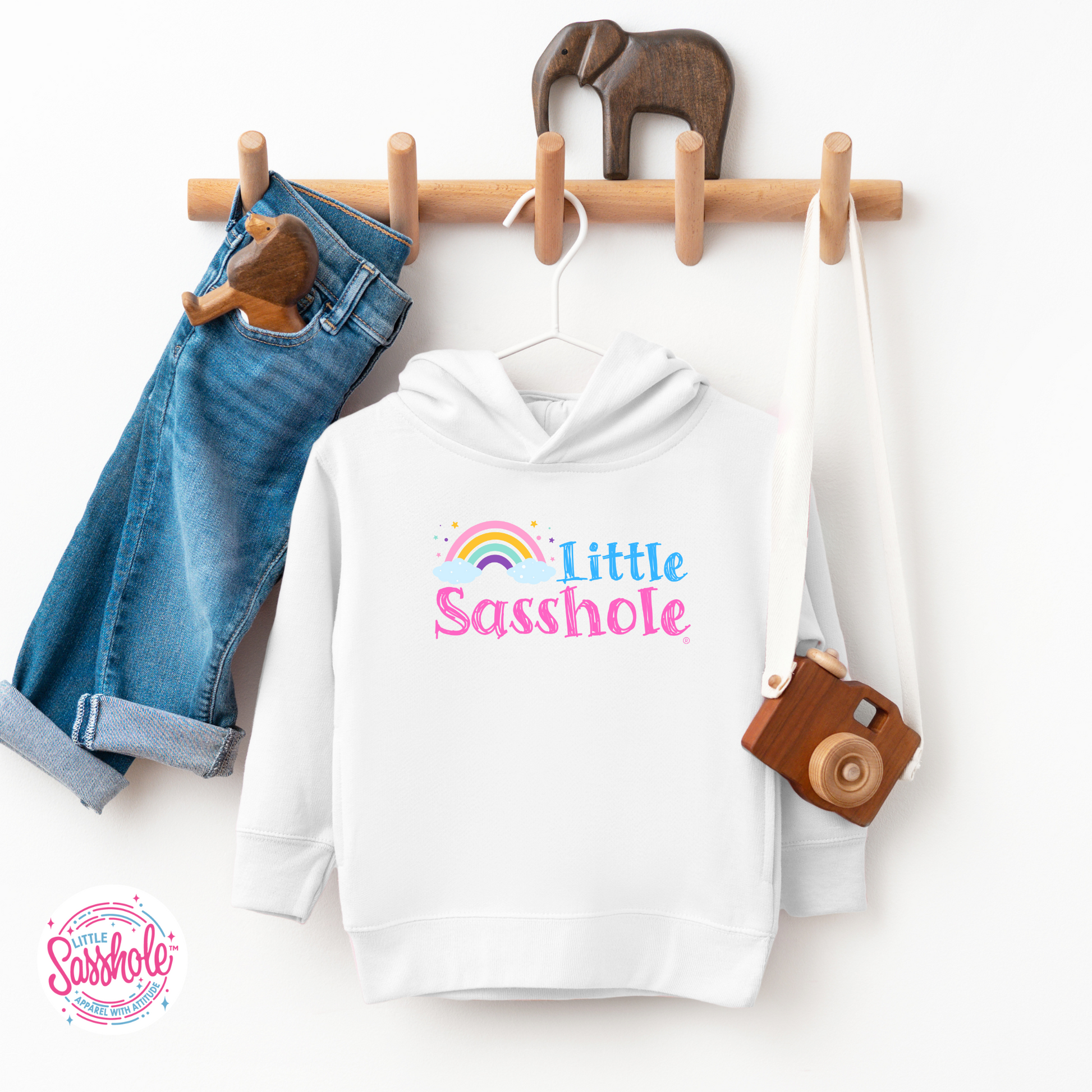 Little Sasshole White Girls Toddler Hoodies
