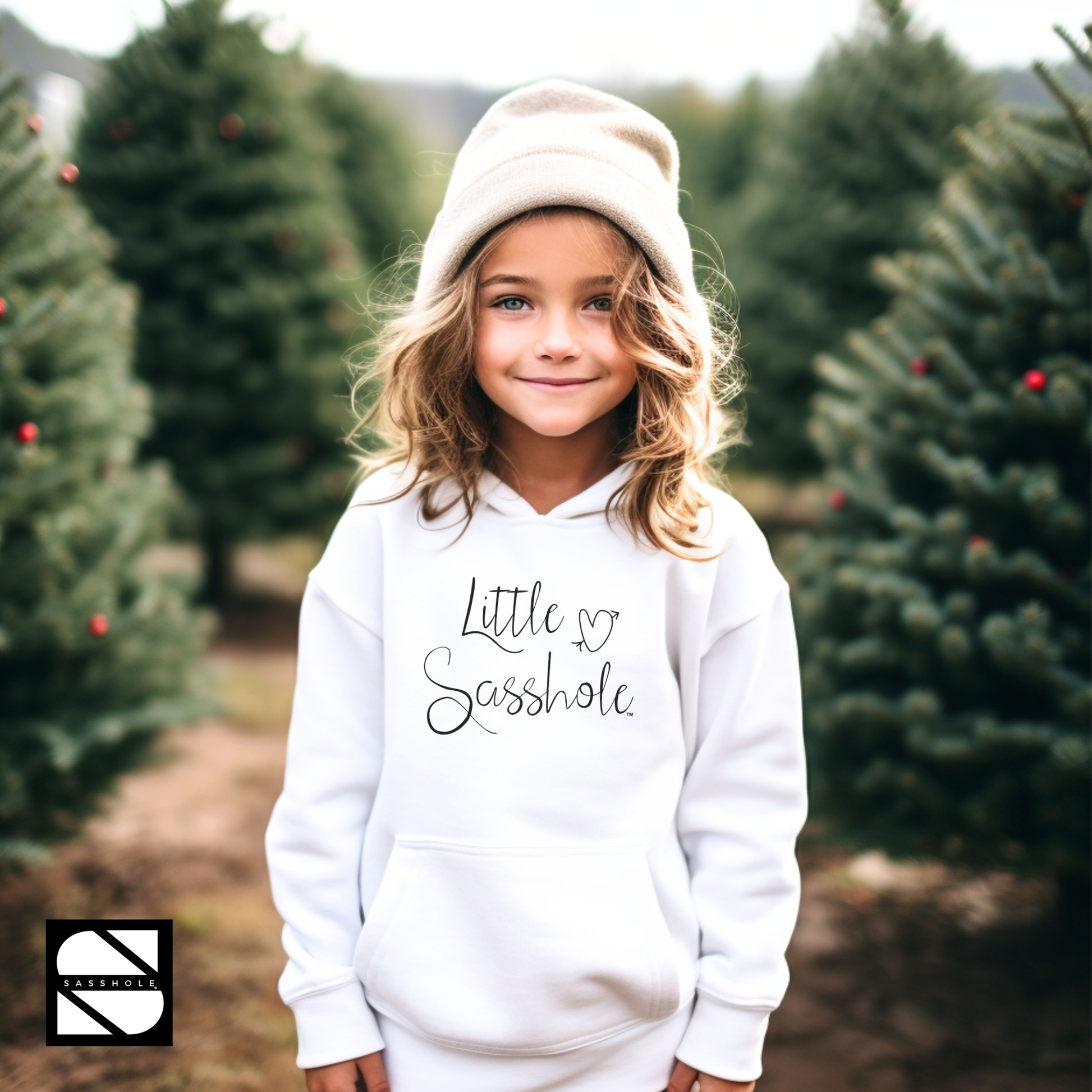 girls hoodie little sasshole white