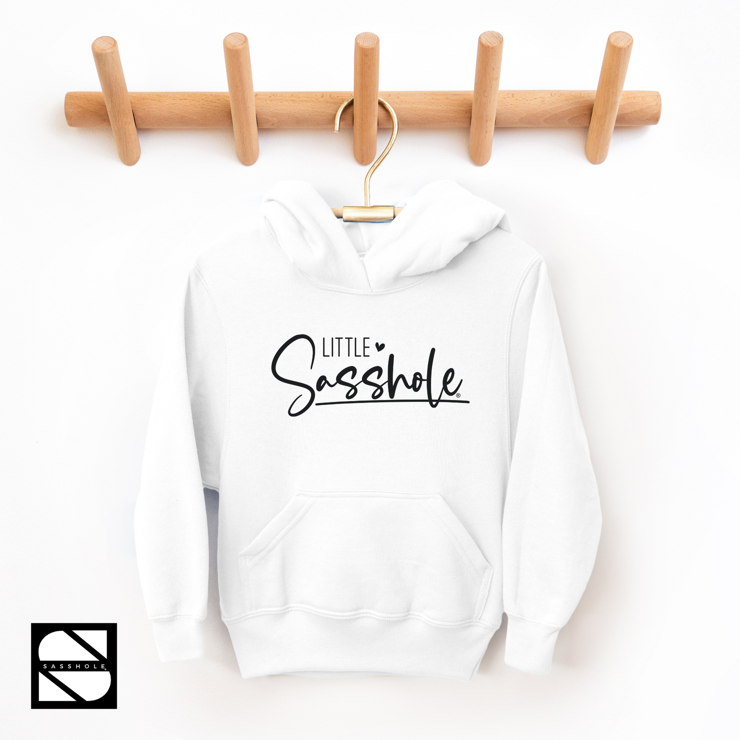 girls sasshole hoodie white