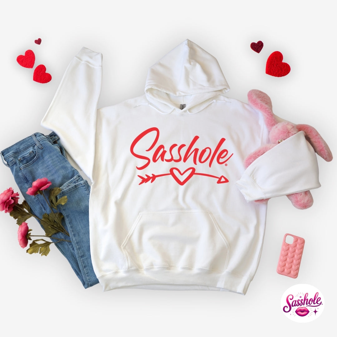 Funny Valentine Hoodie – Sasshole® Heart Arrow Women’s Hoodie