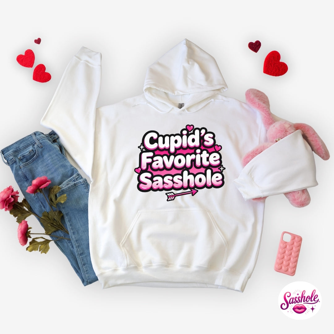 Funny Valentine Hoodie – Cupid’s Favorite Sasshole® Women’s Hoodie