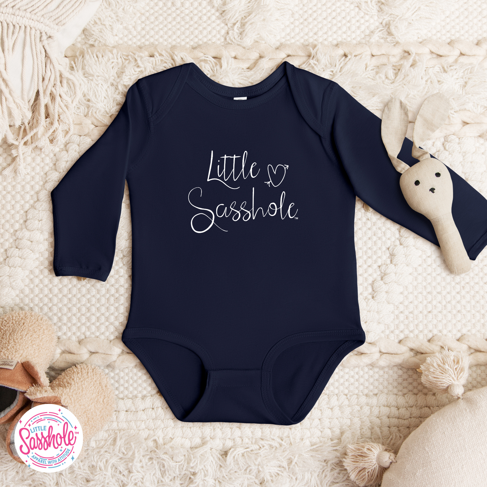 Navy Long sleeve baby onesie