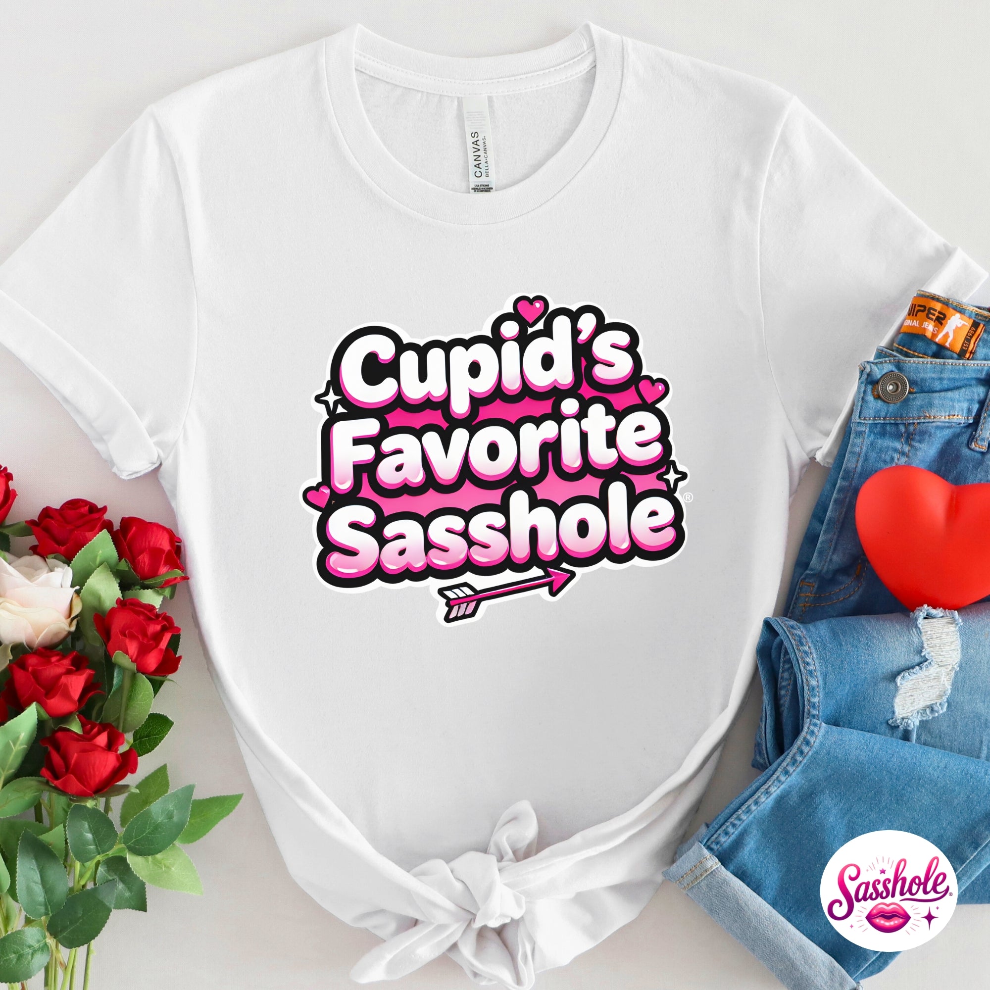 Image of Funny Valentine T-Shirt – Cupid’s Favorite Sasshole® Women’s Tee