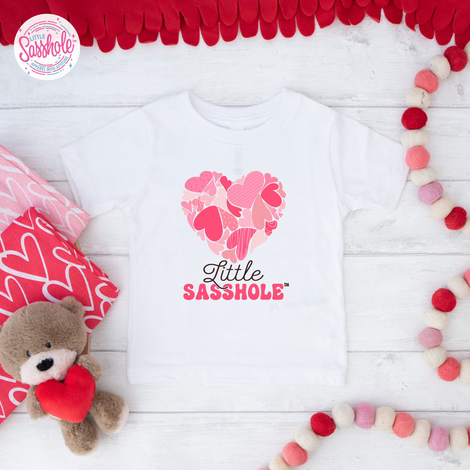 white valentines shirt for girl