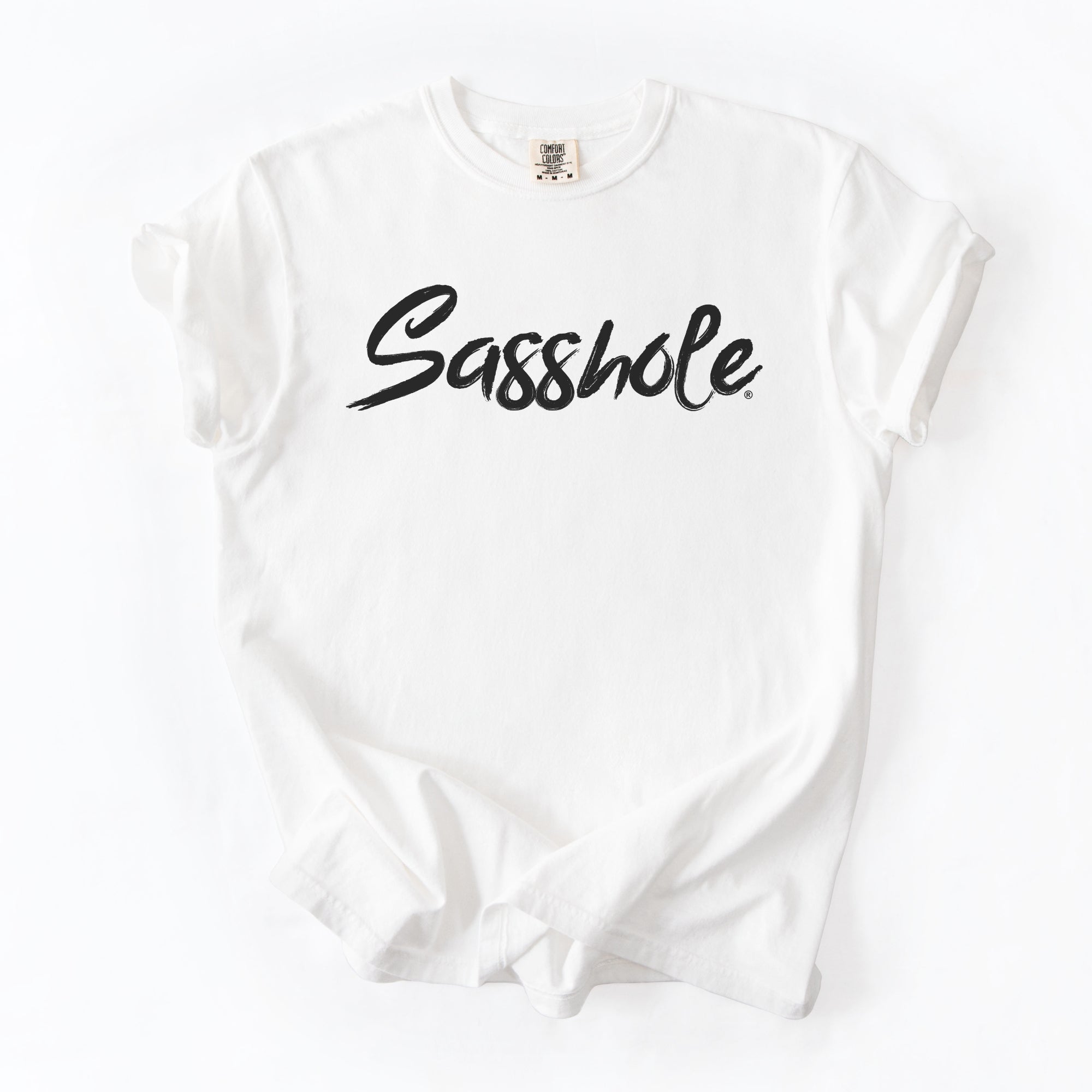 Sasshole® Women’s Comfort Colors® Tee – Bold Logo Funny Graphic T-Shirt, Relaxed Fit Statement Shirt