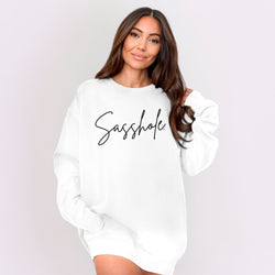 Image of Sasshole® Women’s Relaxed Fit Graphic Sweatshirt – Comfort Colors® Funny Pullover