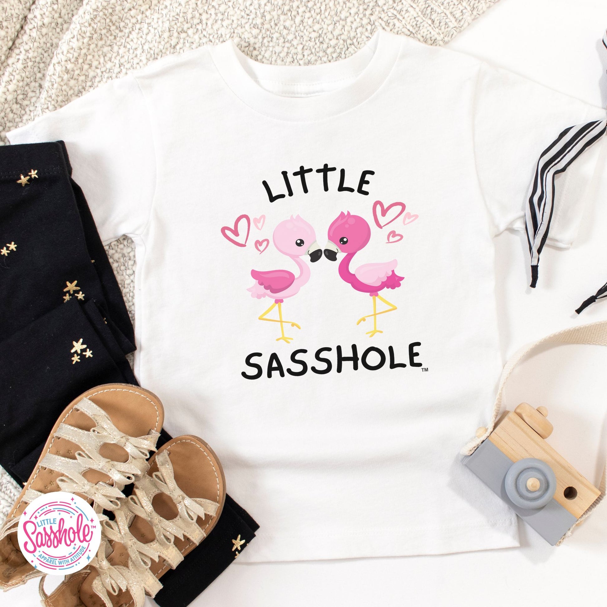 funny white flamingo shirt for toddler