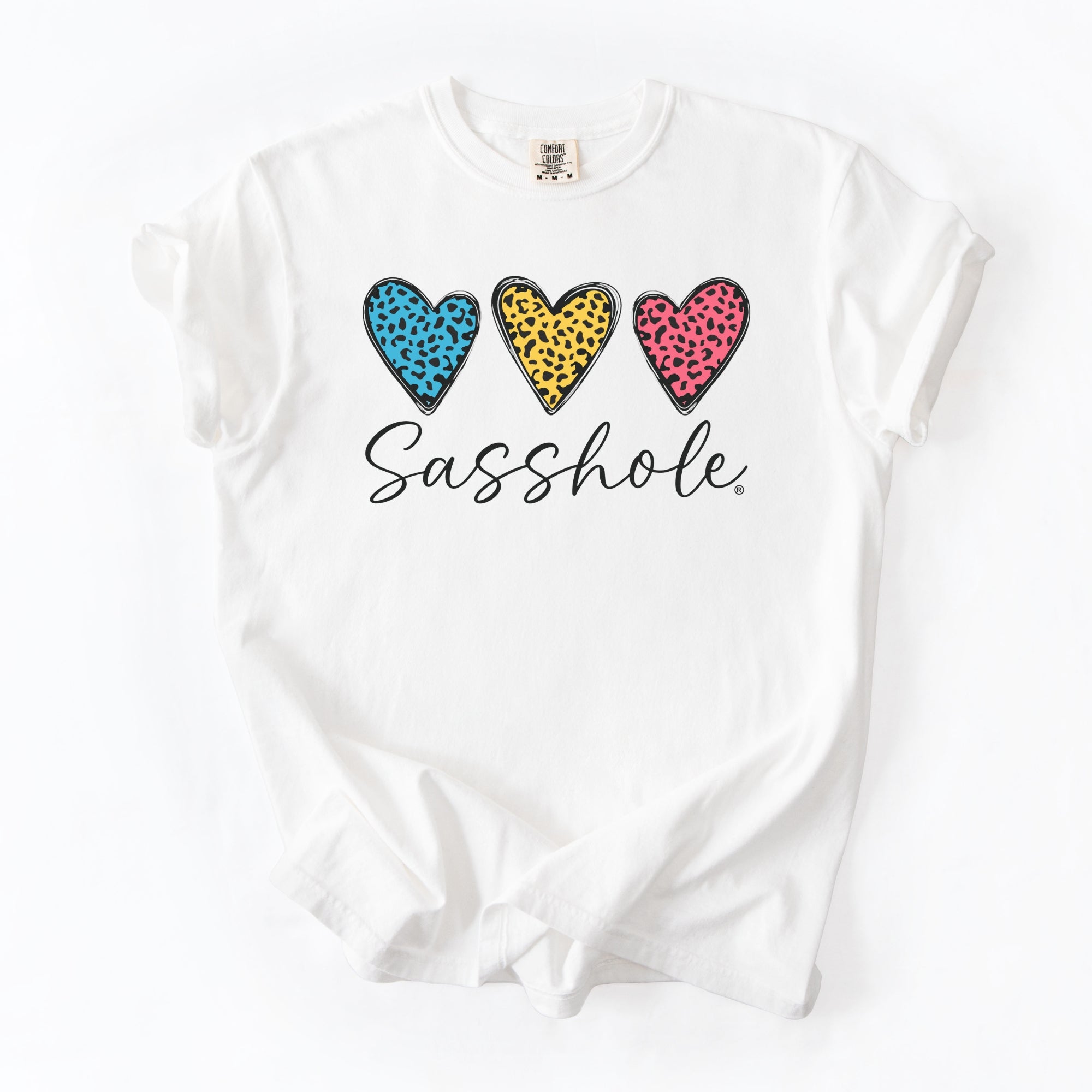 Image of Sasshole® Women’s Comfort Colors® Tee – “Triple Heart” Funny Graphic T-Shirt, Bold Statement Shirt