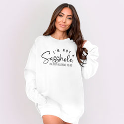 Image of Sasshole® Women’s Relaxed Fit Comfort Colors® Sweatshirt – I’m Not a Sasshole, Just Allergic to BS Pullover