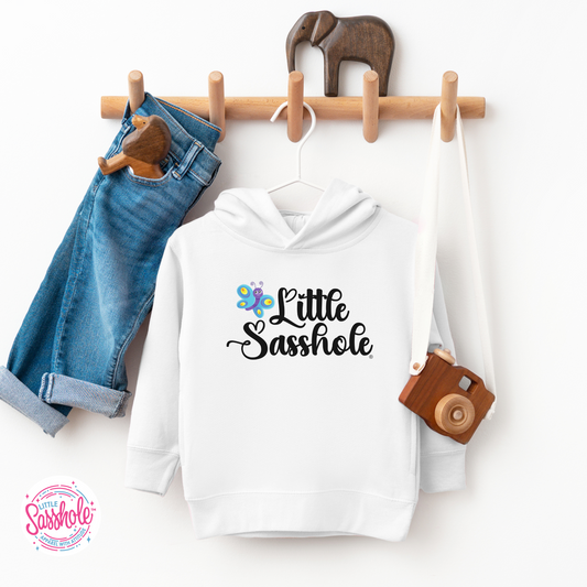 Little Sasshole Butterfly White Toddler Hoodies