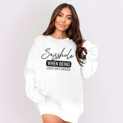 Image of Sasshole® Women’s Relaxed Fit Comfort Colors® Sweatshirt – Funny Graphic Pullover “When Being Sassy Isn’t Enough”