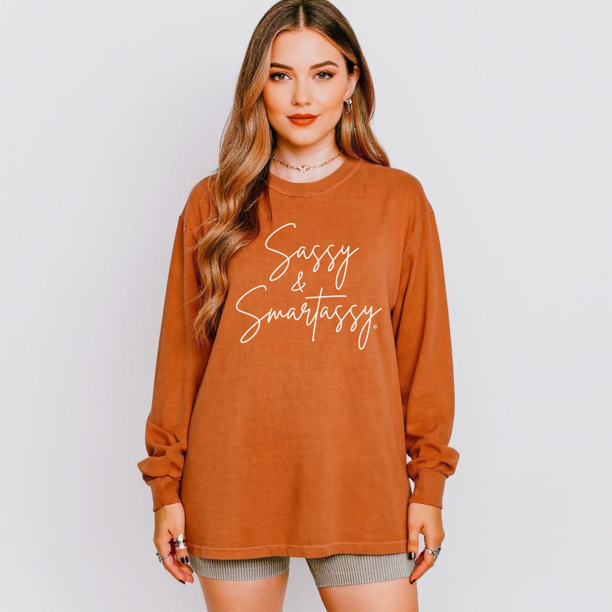 Image of Sassy & Smartassy® Women’s Long Sleeve Comfort Colors® Graphic Tee - Sassy Women's T-shirt