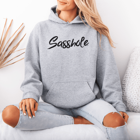 Attitude Unleashed: Women's Sasshole® Graphic Print Hoodie - Funny Graphic Tee by Sasshole® Clothing