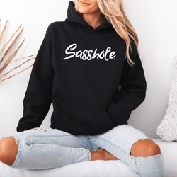 Image of Attitude Unleashed: Women's Sasshole® Graphic Print Hoodie - Funny Graphic Tee by Sasshole® Clothing
