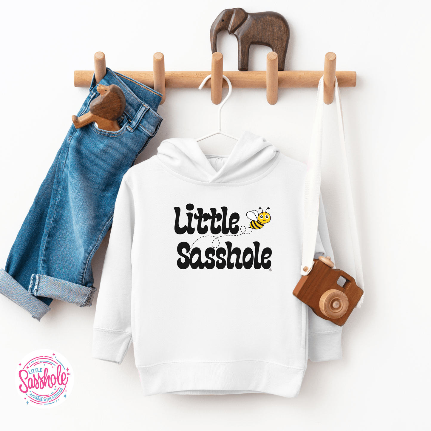 Bee Happy, Bee Sassy: Little Sasshole® Bumble Bee Toddler Hoodies - Funny Graphic Tee by Sasshole® Clothing