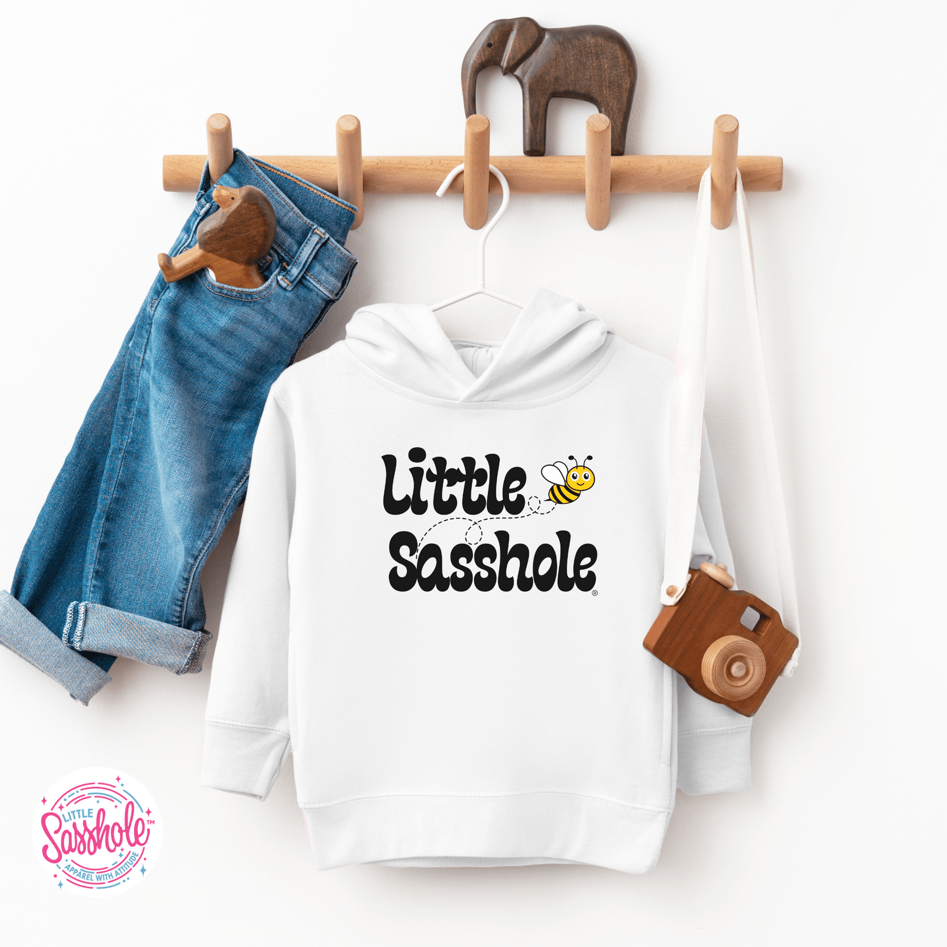 Bee Happy, Bee Sassy: Little Sasshole® Bumble Bee Toddler Hoodies - Funny Graphic Tee by Sasshole® Clothing