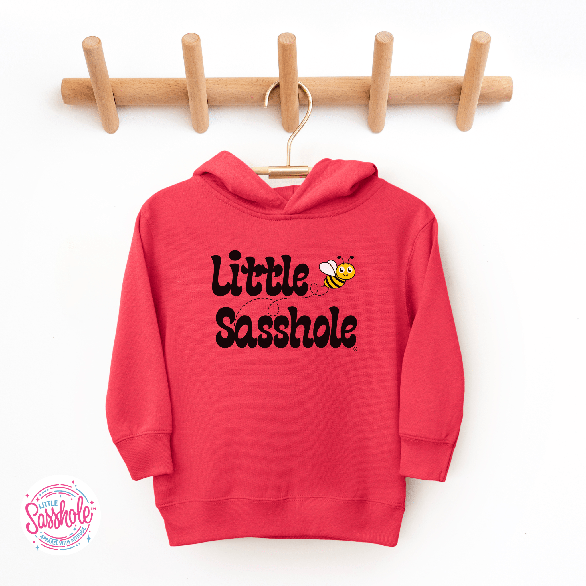 Image of Bee Happy, Bee Sassy: Little Sasshole® Bumble Bee Toddler Hoodies - Funny Graphic Tee by Sasshole® Clothing