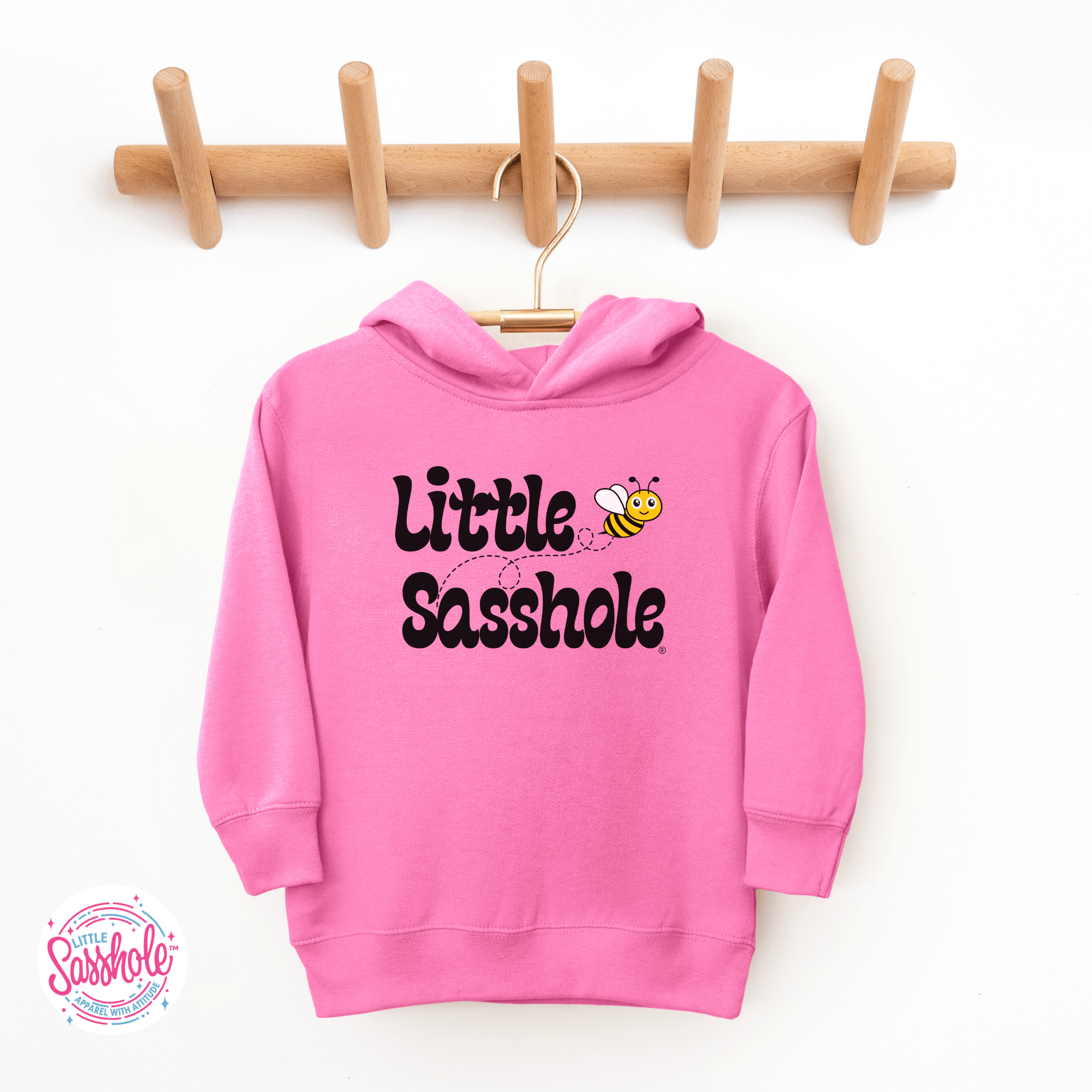 Image of Bee Happy, Bee Sassy: Little Sasshole® Bumble Bee Toddler Hoodies - Funny Graphic Tee by Sasshole® Clothing