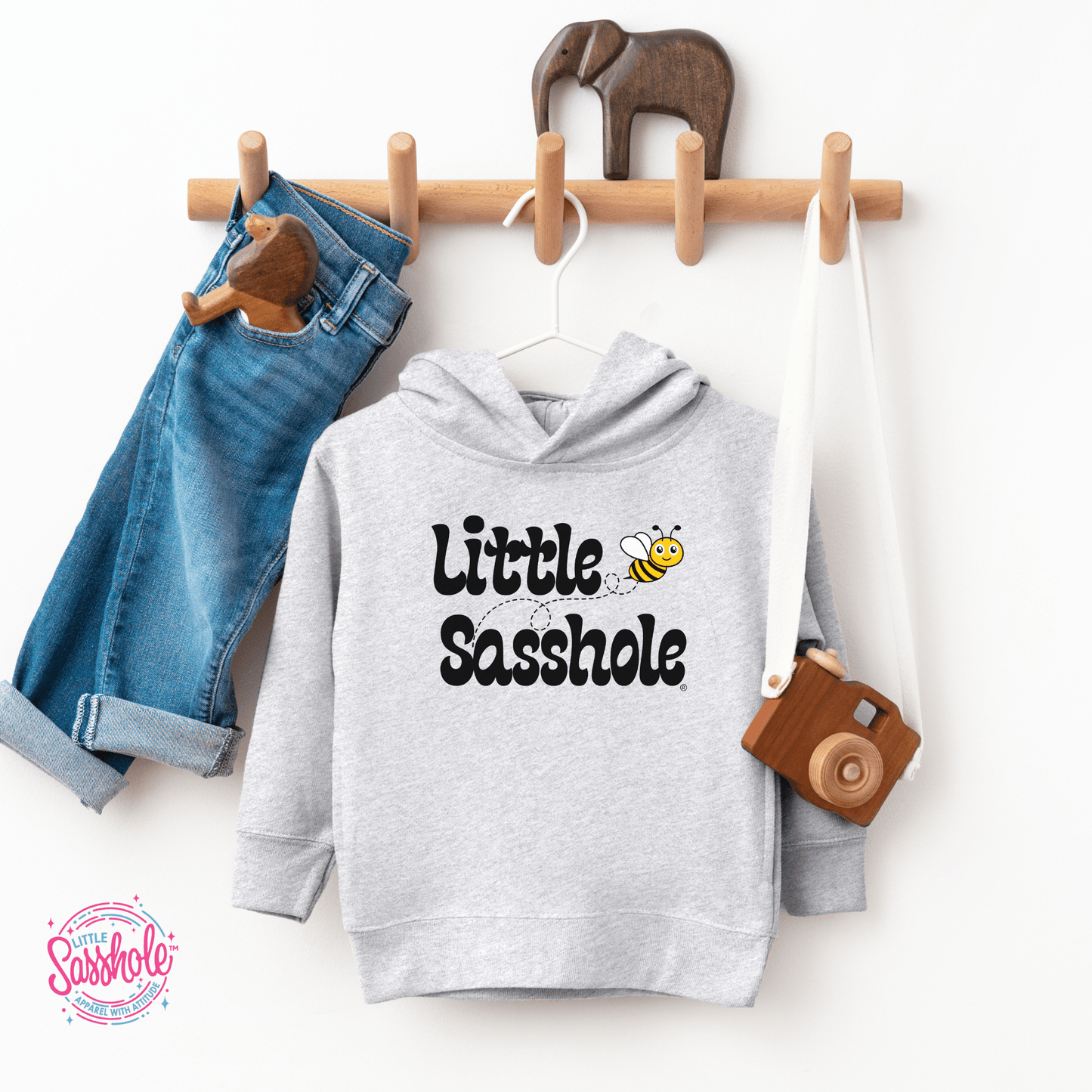 Bee Happy, Bee Sassy: Little Sasshole® Bumble Bee Toddler Hoodies - Funny Graphic Tee by Sasshole® Clothing