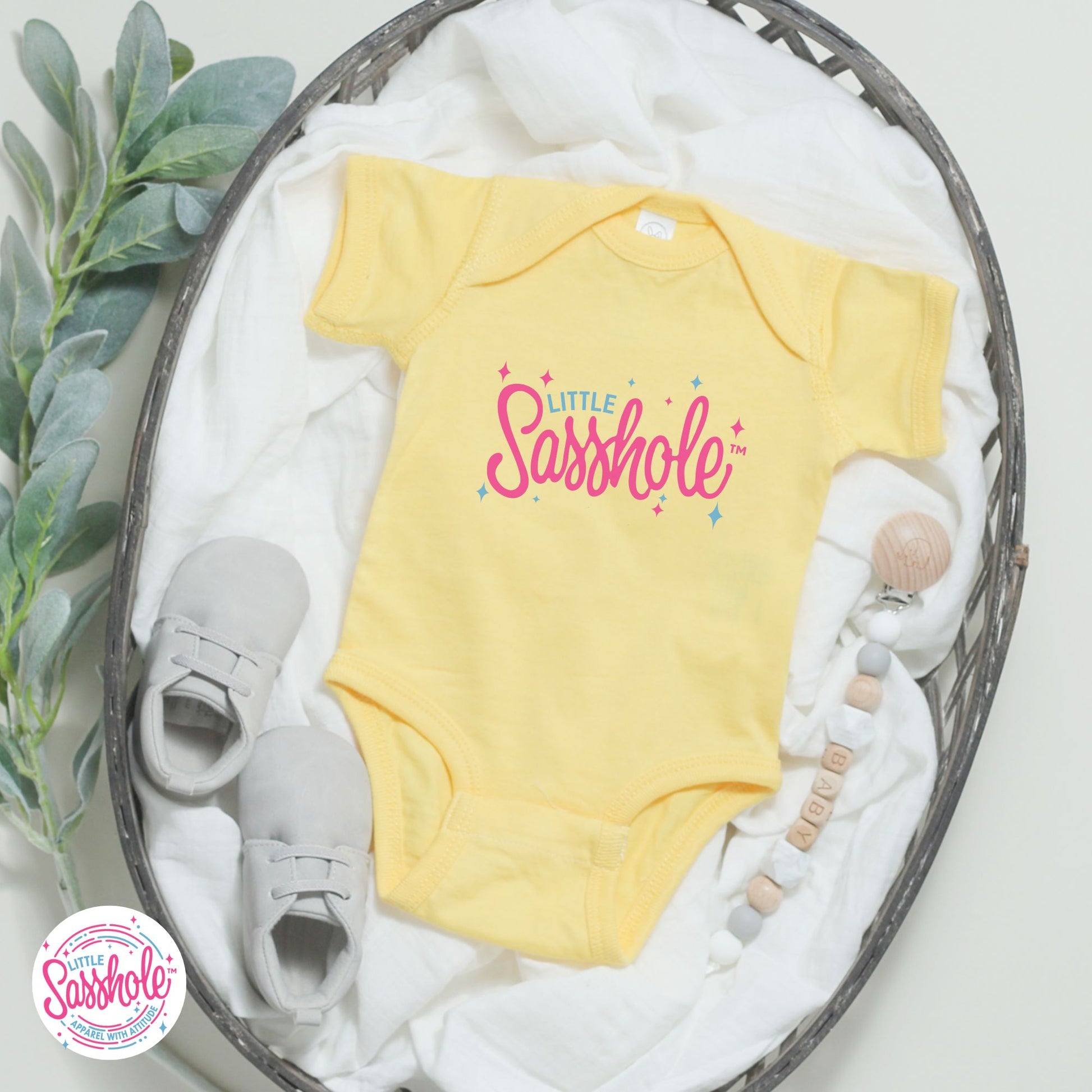yellow funny baby onesie