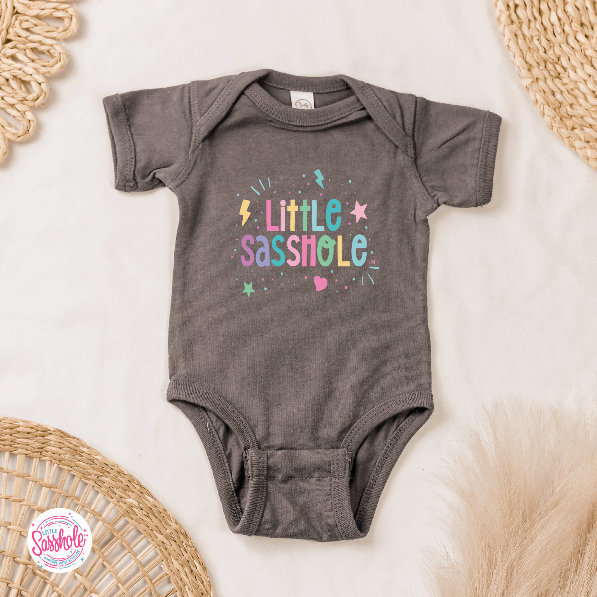 Image of Celebrate the Sass: Little Sasshole™ Funny Baby Bodysuit - Funny Graphic Tee by Sasshole® Clothing