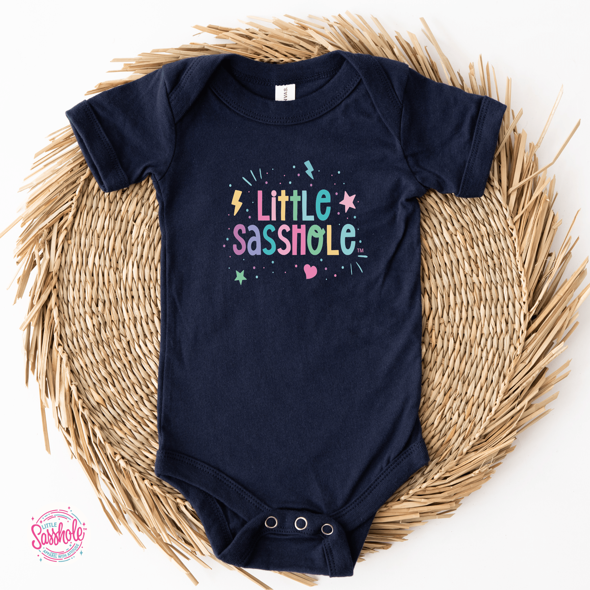 Image of Celebrate the Sass: Little Sasshole™ Funny Baby Bodysuit - Funny Graphic Tee by Sasshole® Clothing