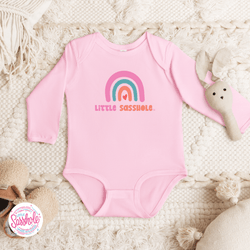 Image of Chasing Rainbows: Little Sasshole™ Baby Long Sleeve Bodysuit - Funny Graphic Tee by Sasshole® Clothing