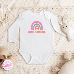 Image of Chasing Rainbows: Little Sasshole™ Baby Long Sleeve Bodysuit - Funny Graphic Tee by Sasshole® Clothing