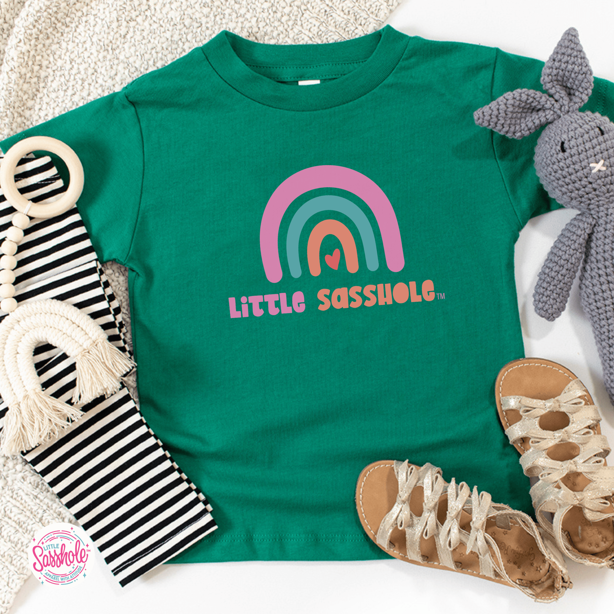 Image of Chasing Rainbows: Little Sasshole™ Toddler Girl's T-Shirt - Funny Graphic Tee by Sasshole® Clothing