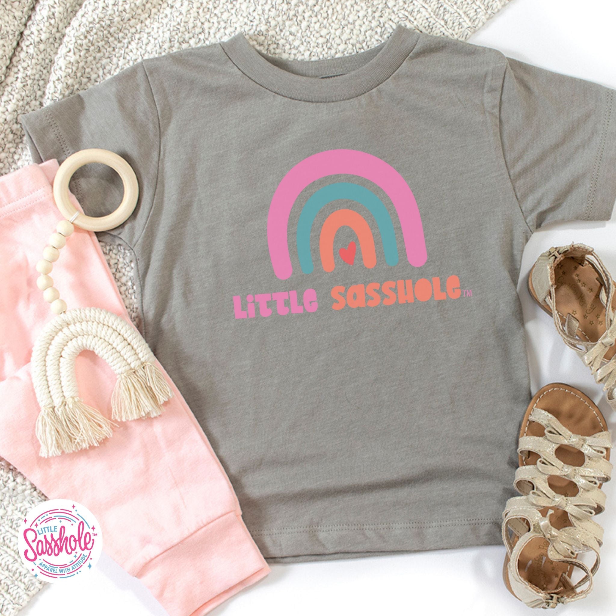 Image of Chasing Rainbows: Little Sasshole™ Toddler Girl's T-Shirt - Funny Graphic Tee by Sasshole® Clothing