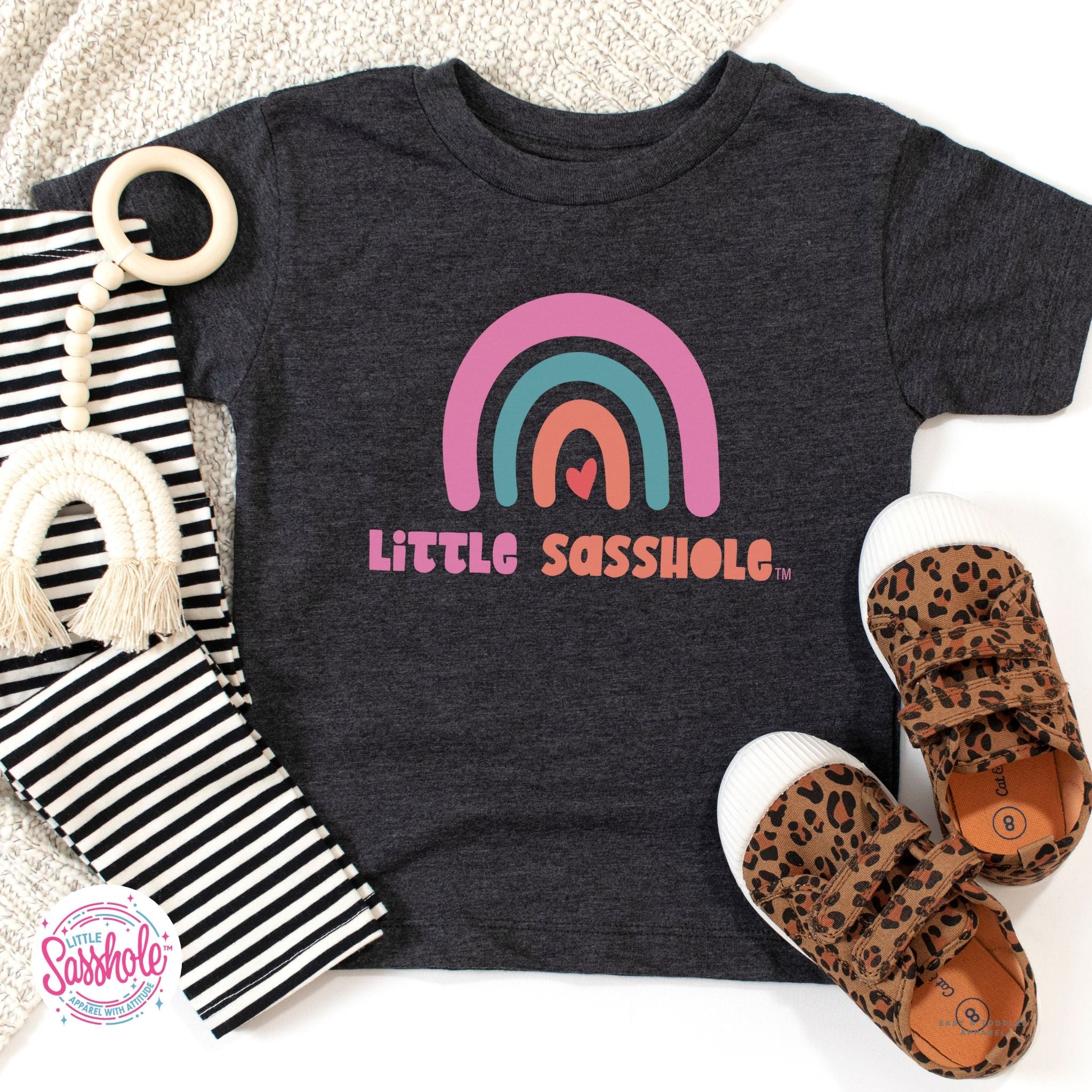 Image of Chasing Rainbows: Little Sasshole™ Toddler Girl's T-Shirt - Funny Graphic Tee by Sasshole® Clothing