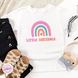 Image of Chasing Rainbows: Little Sasshole™ Toddler Girl's T-Shirt - Funny Graphic Tee by Sasshole® Clothing