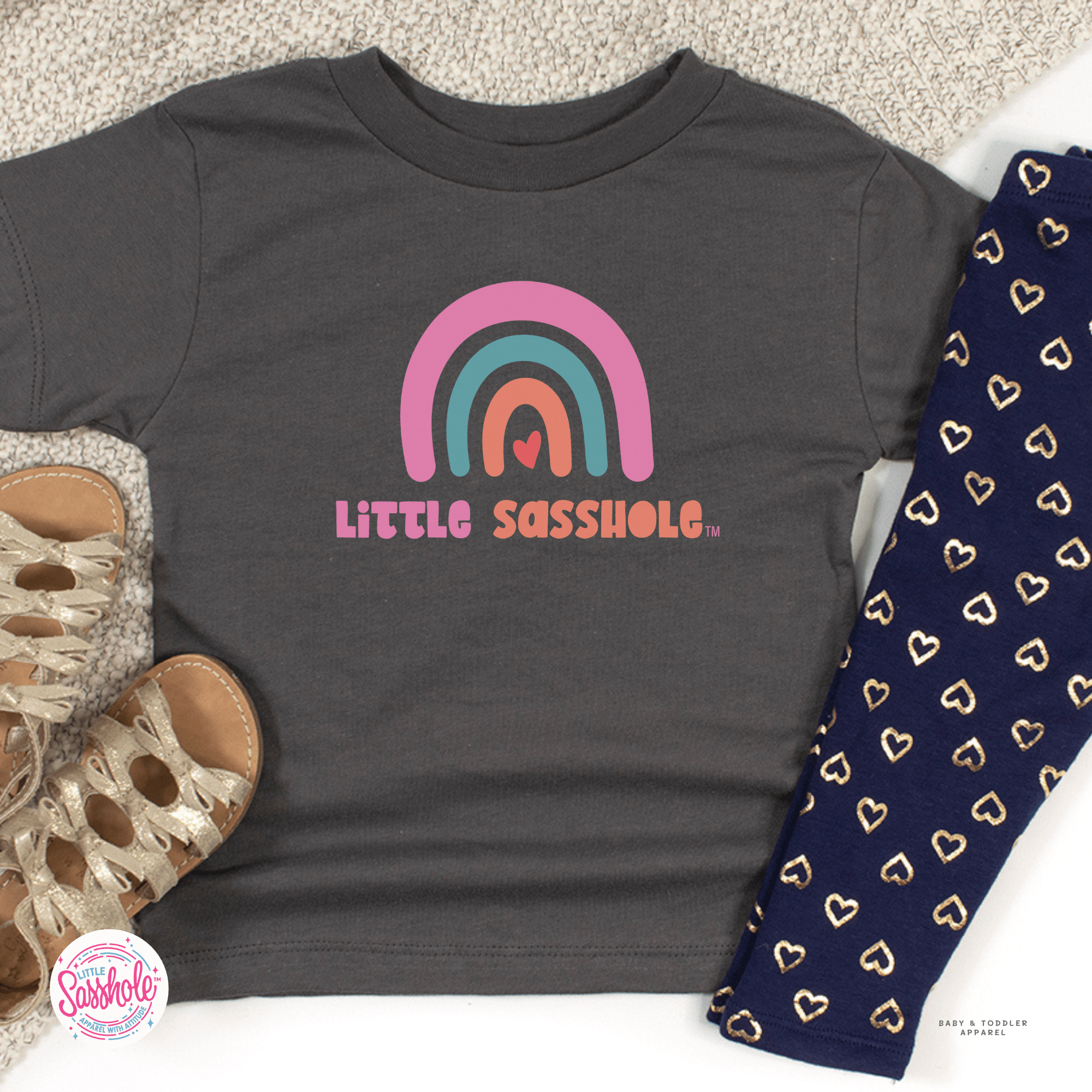 Image of Chasing Rainbows: Little Sasshole™ Toddler Girl's T-Shirt - Funny Graphic Tee by Sasshole® Clothing