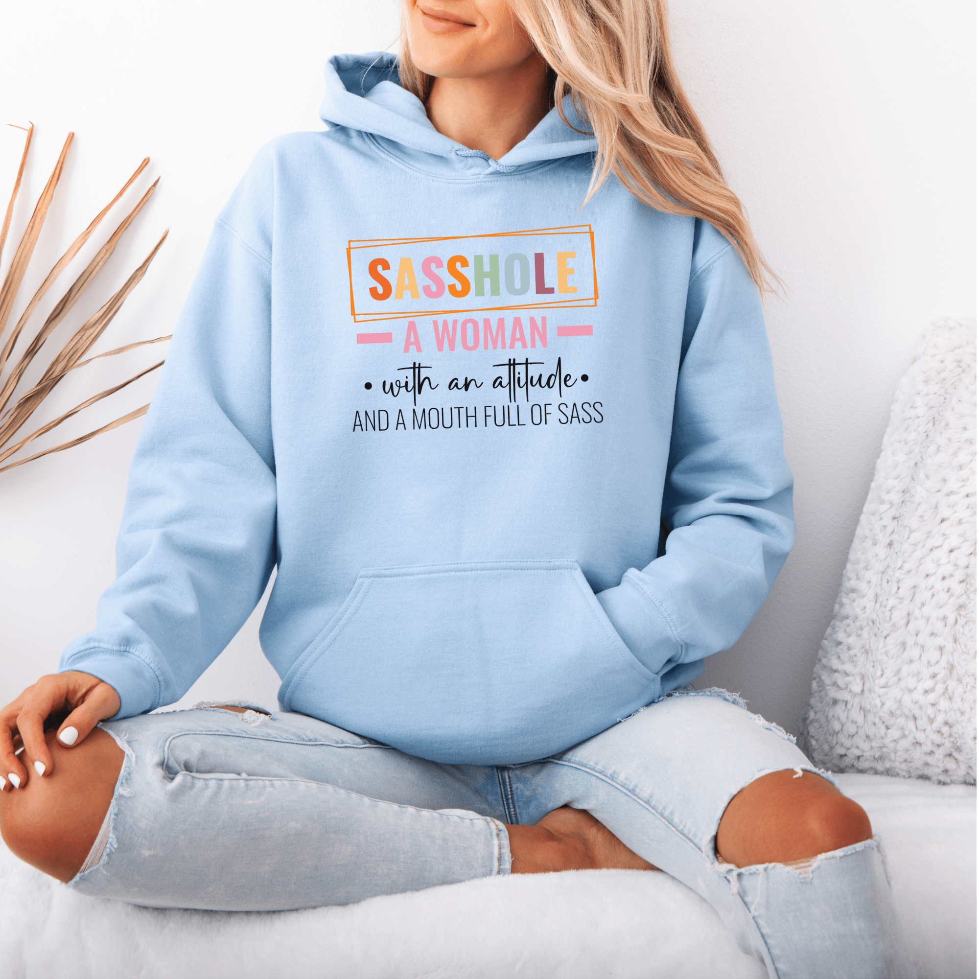 Image of Defiantly Sassy Hoodie: Attitude and Mouth Full of Sass Women's Hoodie - Funny Graphic Tee by Sasshole® Clothing