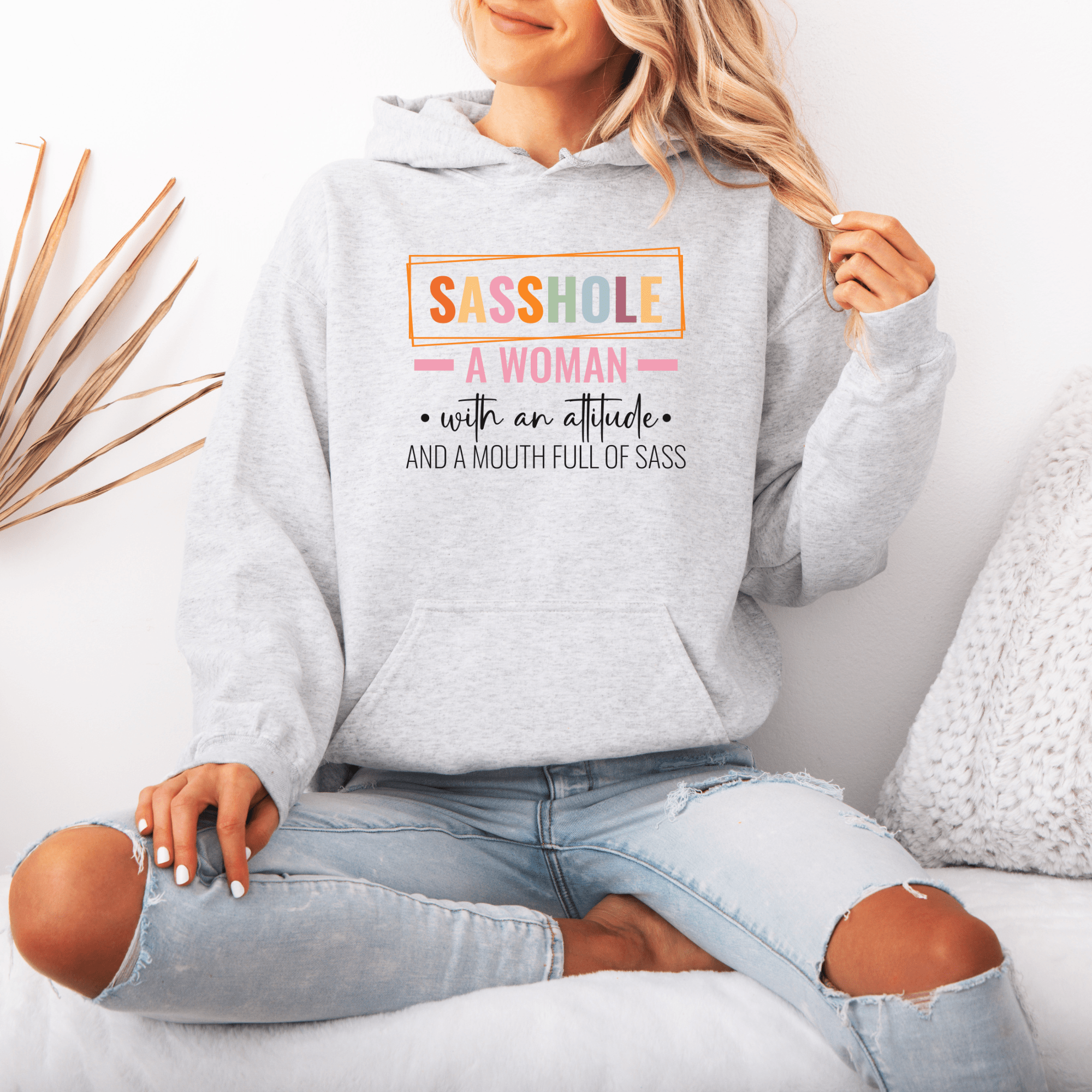 Image of Defiantly Sassy Hoodie: Attitude and Mouth Full of Sass Women's Hoodie - Funny Graphic Tee by Sasshole® Clothing