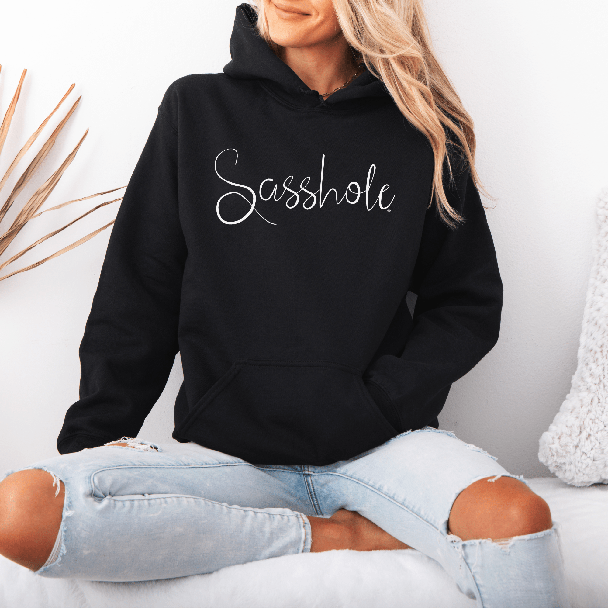 Image of Elevate Your Edge: Sasshole® Women's Fashion Hoodie - Funny Graphic Tee by Sasshole® Clothing
