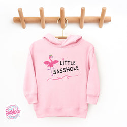 Image of Flamingo Frenzy: Little Sasshole™ Toddler Girl's Hoodie - Funny Graphic Tee by Sasshole® Clothing