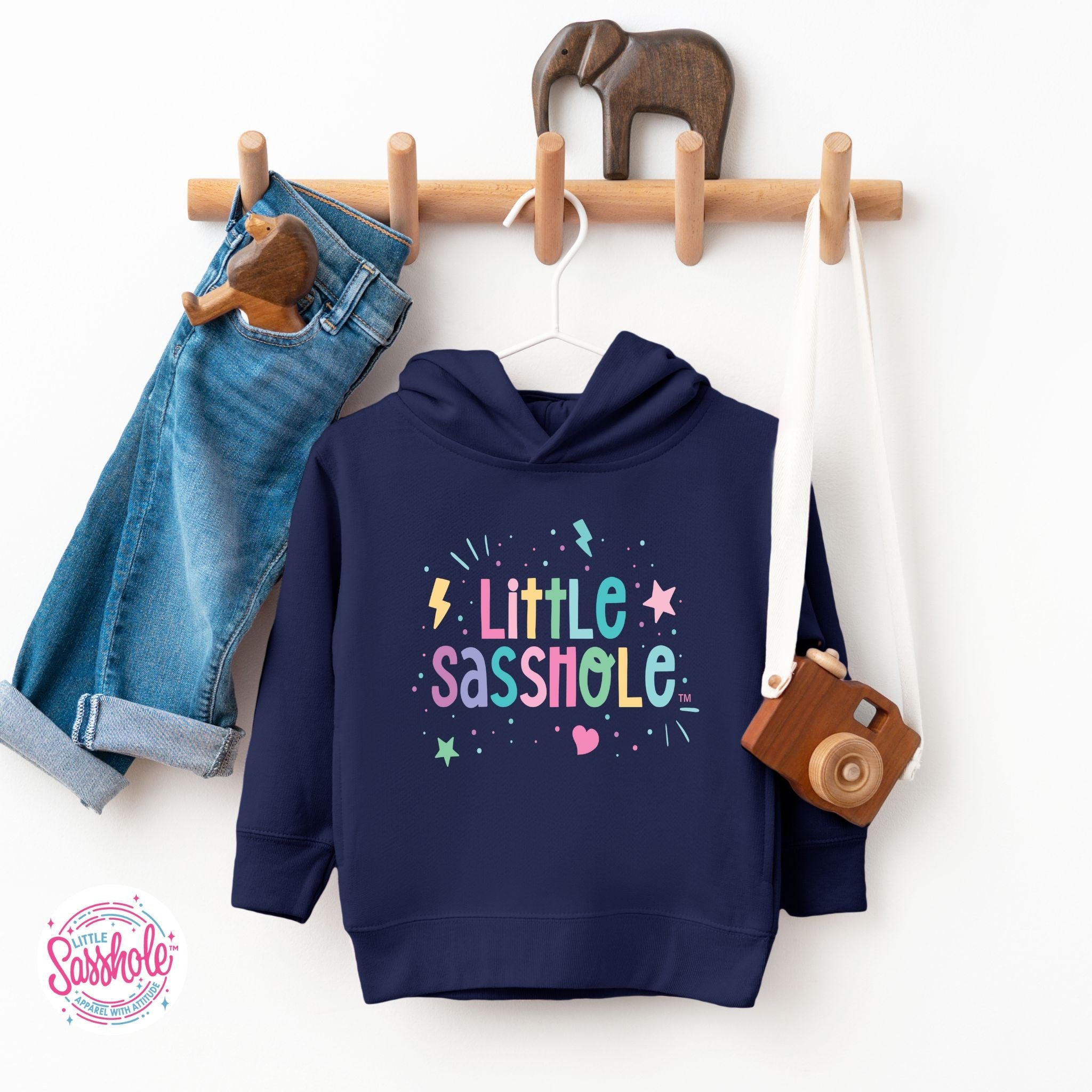Image of Hoodie Hoodlum in the Making: Little Sasshole™ Toddler Pullover Fleece Hoodie - Funny Graphic Tee by Sasshole® Clothing