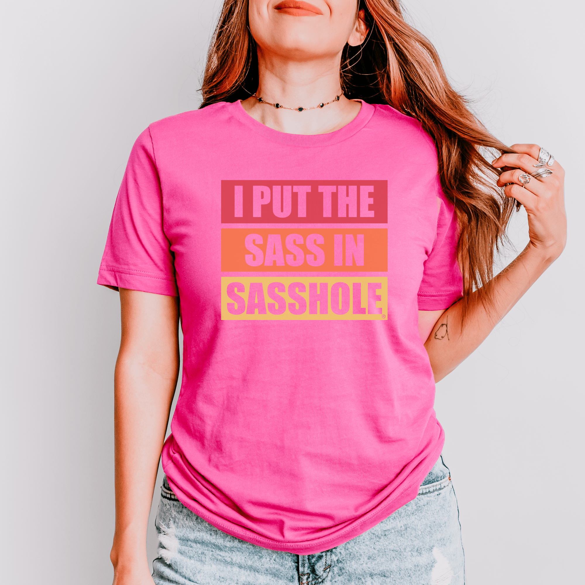 Image of I Put the Sass in Sasshole® Women's T-Shirt - Bold & Playful Style - Funny Graphic Tee by Sasshole® Clothing