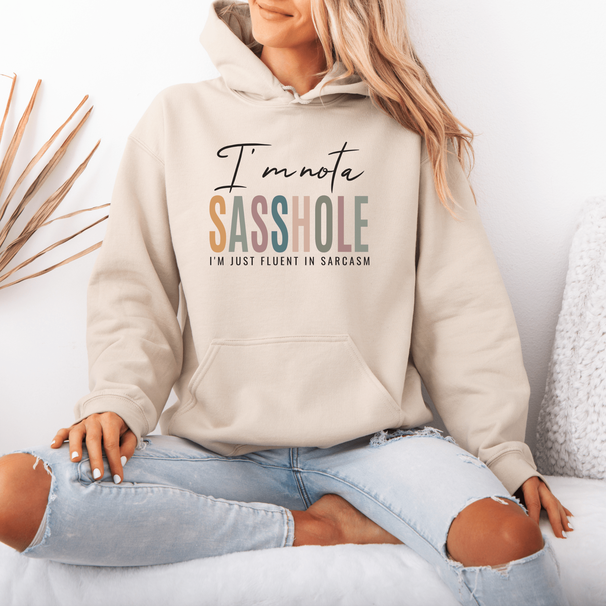 Image of I'm Not a Sasshole® Hoodie - Fluent in Sarcasm Women's Hoodie - Funny Graphic Tee by Sasshole® Clothing