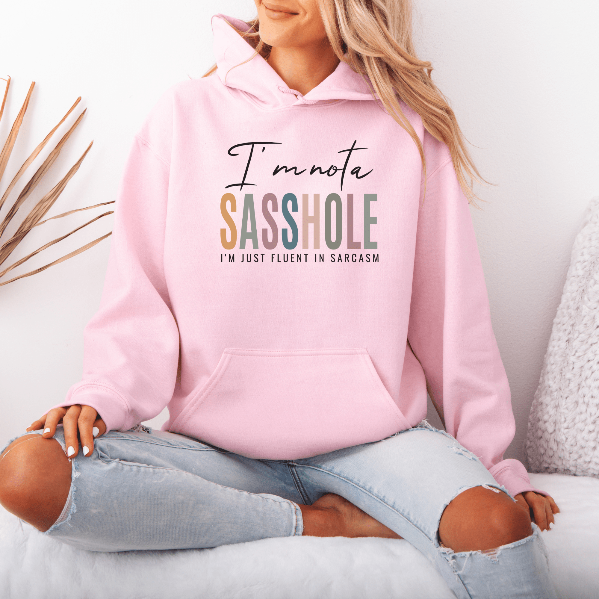 Image of I'm Not a Sasshole® Hoodie - Fluent in Sarcasm Women's Hoodie - Funny Graphic Tee by Sasshole® Clothing