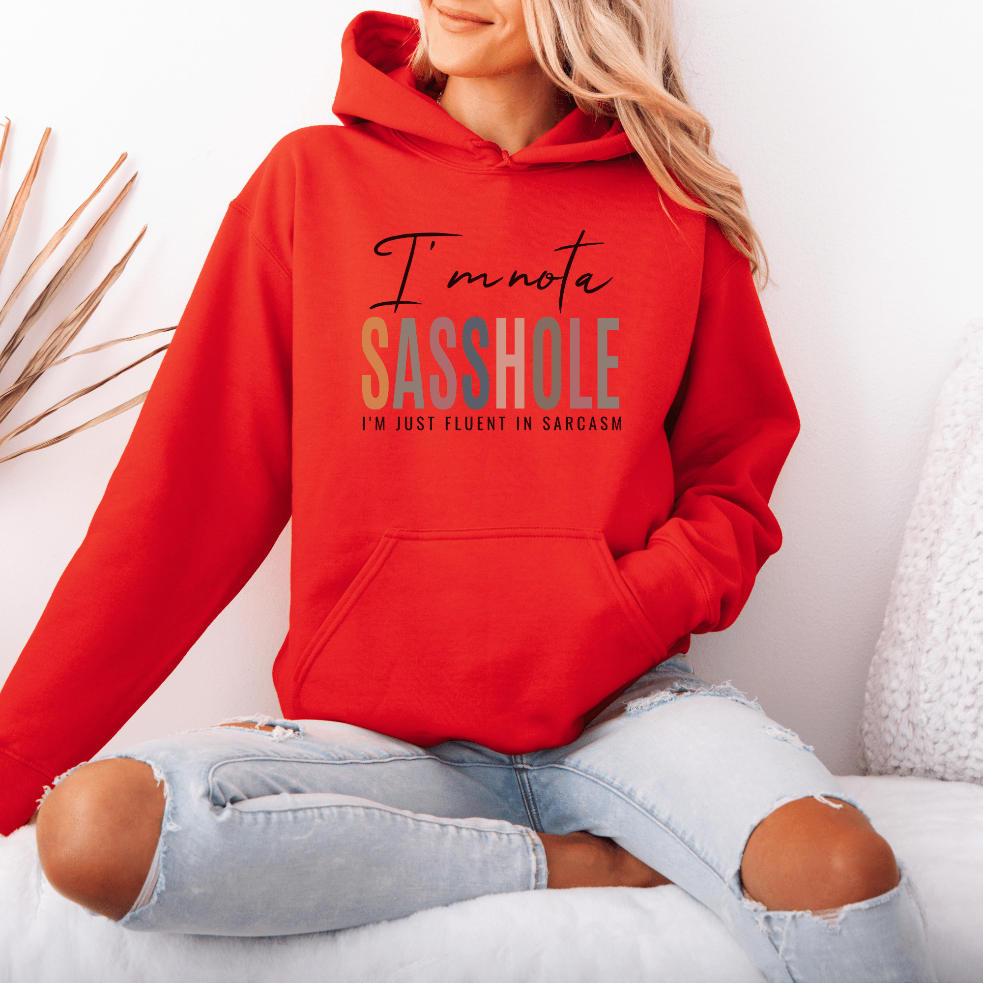Image of I'm Not a Sasshole® Hoodie - Fluent in Sarcasm Women's Hoodie - Funny Graphic Tee by Sasshole® Clothing