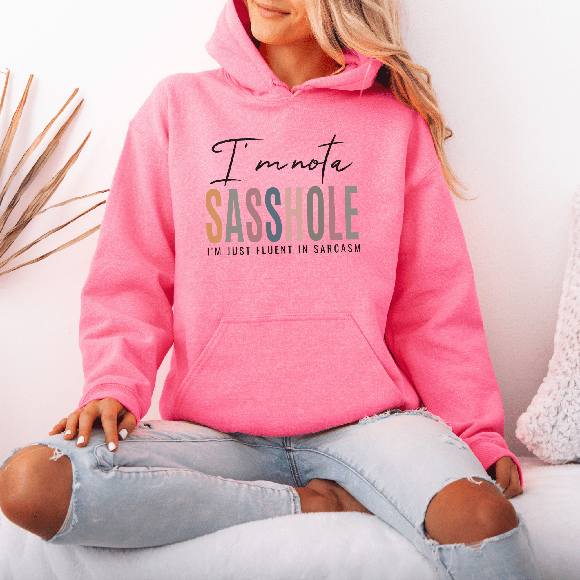 Image of I'm Not a Sasshole® Hoodie - Fluent in Sarcasm Women's Hoodie - Funny Graphic Tee by Sasshole® Clothing