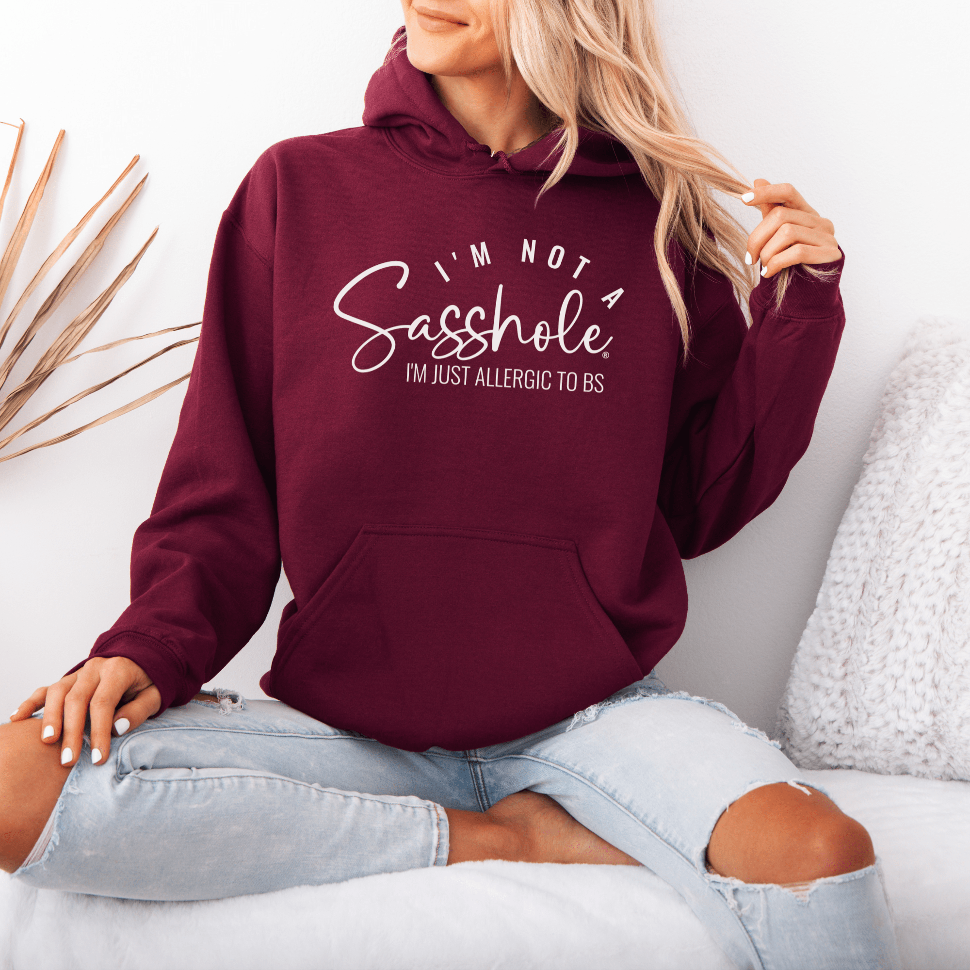 Image of I'm Not a Sasshole® I'm Just Allergic to BS Women's Funny Hoodie - Funny Graphic Tee by Sasshole® Clothing
