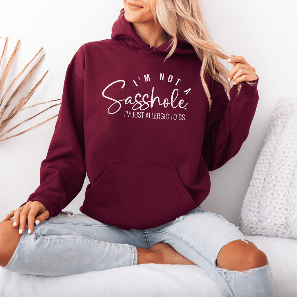 I'm Not a Sasshole® I'm Just Allergic to BS Women's Funny Hoodie - Funny Graphic Tee by Sasshole® Clothing