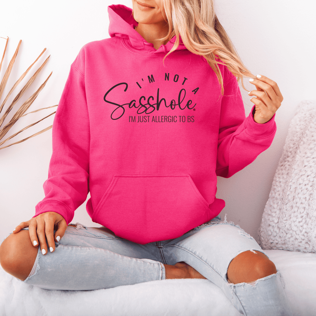 I'm Not a Sasshole® I'm Just Allergic to BS Women's Funny Hoodie - Funny Graphic Tee by Sasshole® Clothing