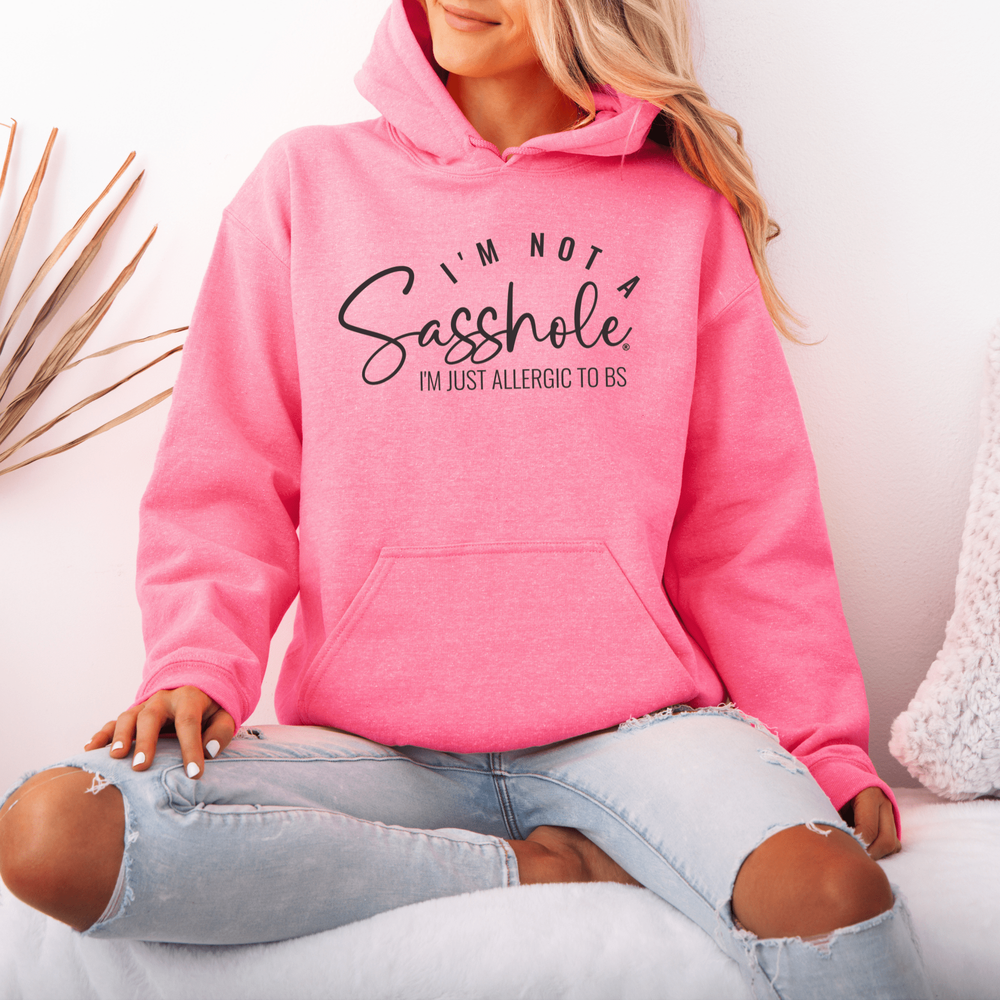 Image of I'm Not a Sasshole® I'm Just Allergic to BS Women's Funny Hoodie - Funny Graphic Tee by Sasshole® Clothing
